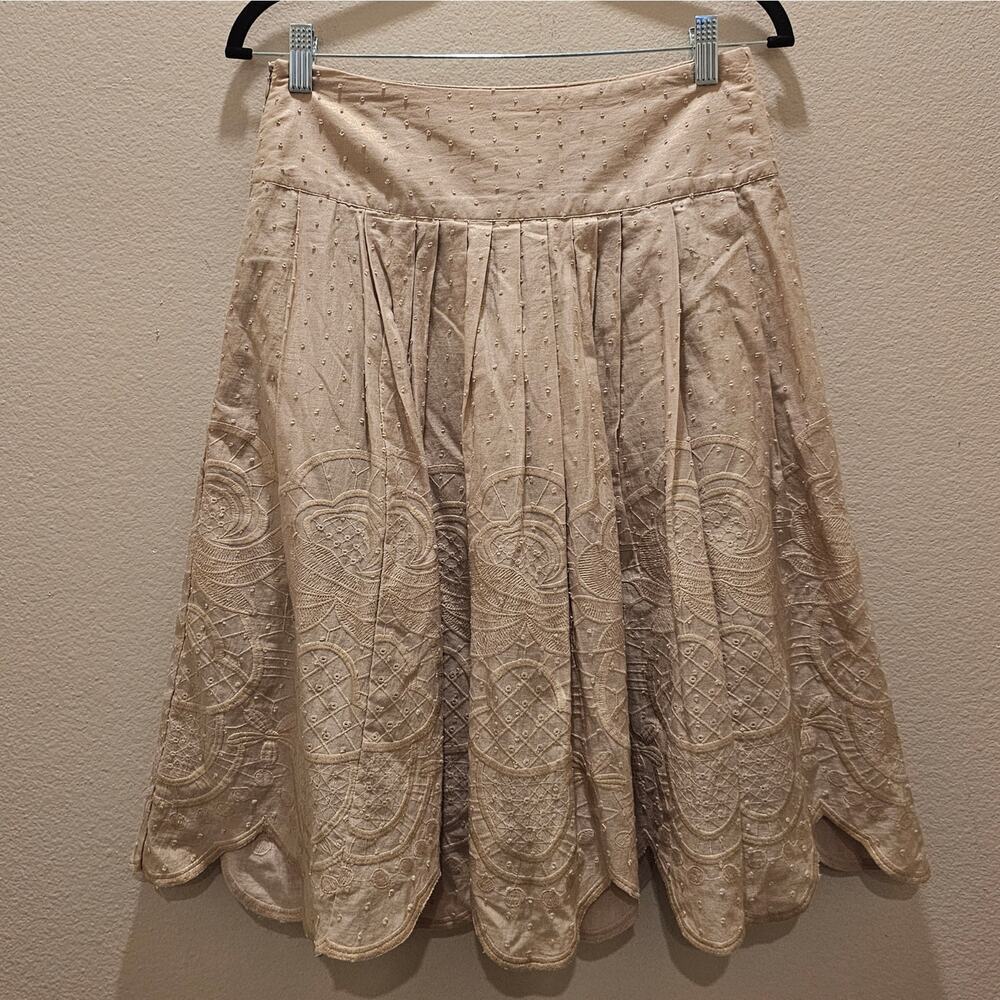 Cloze Women's Embroidered Patterns and Scalloped Hem A-Line Skirt Size 2